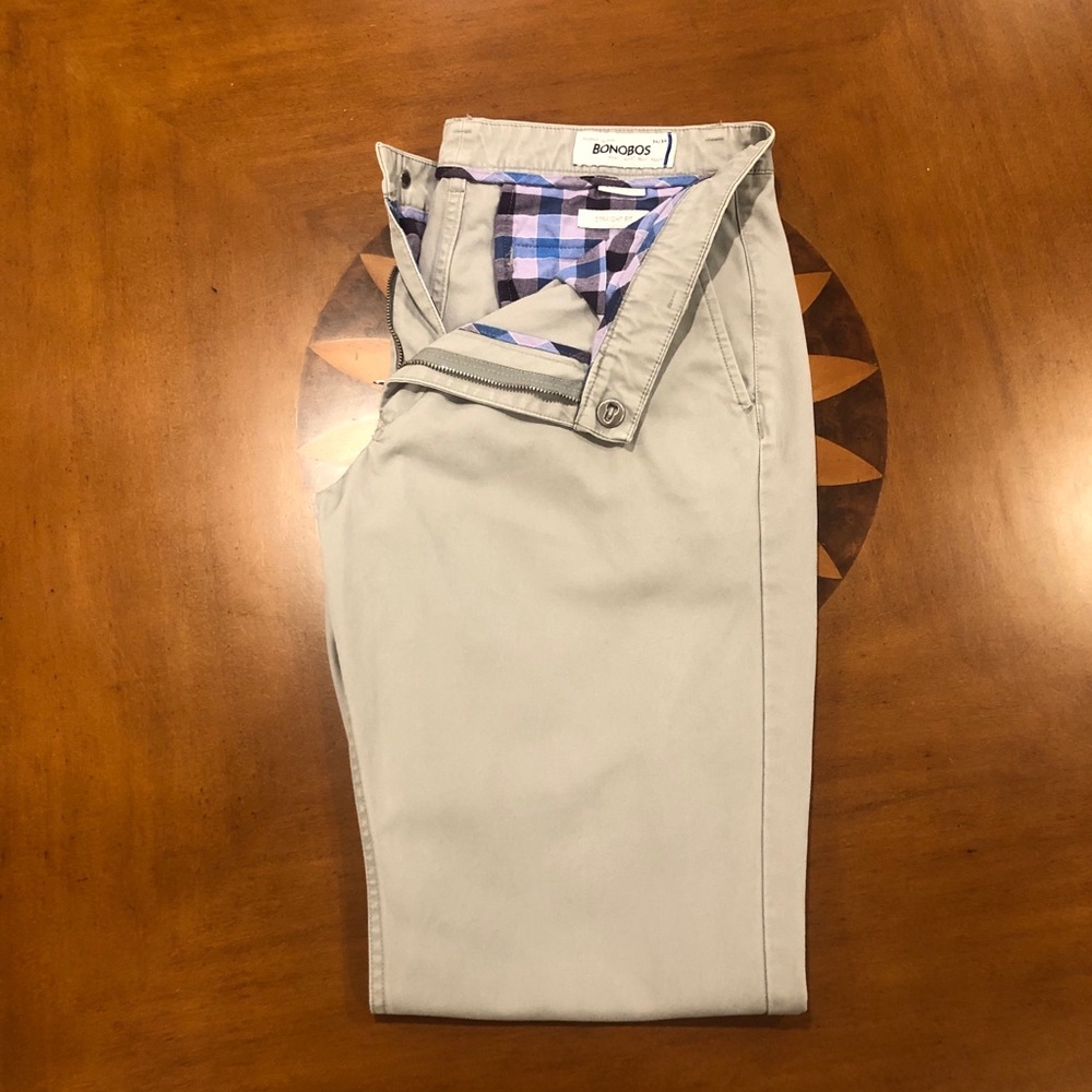 Bonobos Straight Fit Light Gray Chino Pants 34x34